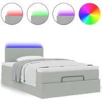 Syfax Ottoman-Bett mit Matratze & LEDs Hellgrau 120x200 cm Samt