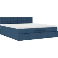 Syfax Ottoman-Bett mit Matratze Blau 160x200 cm Stoff
