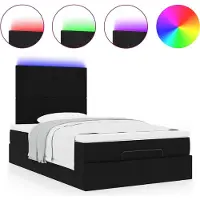 Syfax Ottoman-Bett mit Matratze & LEDs Schwarz 120x200 cm Stoff
