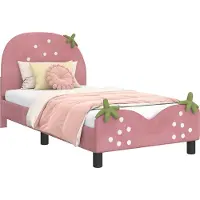 Syfax Kinderbettgestell mit Kopfteil Rosa 80 x 160 cm Samt