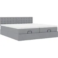 Syfax Ottoman-Bett mit Matratzen Hellgrau 180x200 cm Stoff