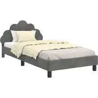 Syfax Kinderbettgestell mit Kopfteil Dunkelgrau 90 x 200 cm Samt