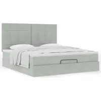 Syfax Ottoman-Bett mit Matratzen Hellgrau 160x200 cm Samt