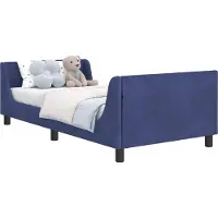 Syfax Kinderbettgestell mit Kopfteil Polizeiblau 90 x 200 cm Samt
