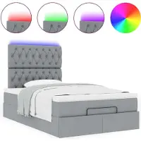 Syfax Ottoman-Bett mit Matratze & LEDs Hellgrau 120x190 cm Stoff