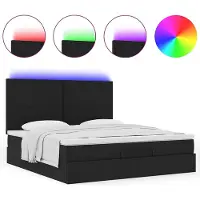 Syfax Ottoman-Bett mit Matratze & LEDs Schwarz 180x200 cm Stoff
