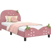 Syfax Kinderbettgestell mit Kopfteil Rosa 80 x 200 cm Samt