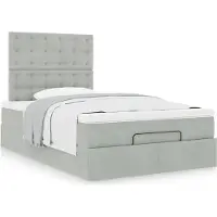 Syfax Ottoman-Bett mit Matratzen Hellgrau 120x200 cm Samt
