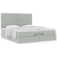 Syfax Ottoman-Bett mit Matratzen Hellgrau 160x200 cm Samt