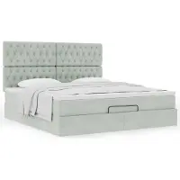 Syfax Ottoman-Bett mit Matratzen Hellgrau 180x200 cm Samt
