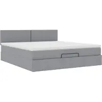 Syfax Ottoman-Bett mit Matratze Hellgrau 180x200 cm Stoff