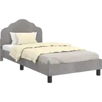 Syfax Kinderbettgestell mit Kopfteil Hellgrau 90 x 190 cm Samt