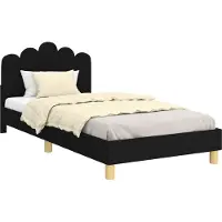 Syfax Kinderbettgestell mit Kopfteil Schwarz 90 x 200 cm Stoff