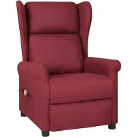 Syfax Massagesessel Weinrot Stoff mit Liege- & Vibrationsfunktion, 73x103x95 cm (BxHxT), bis 110 kg