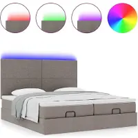 Syfax Ottoman-Bett mit Matratzen & LEDs Taupe 180x200 cm Stoff
