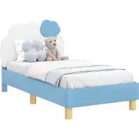 Syfax Kinderbettgestell mit Kopfteil Blau 70 x 140 cm PU
