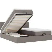Syfax Ottoman-Bett mit Matratzen & LEDs Taupe 160x200 cm Stoff