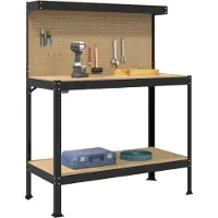 Syfax Werkbank Schwarz 114 x 54 x 145 cm Sperrholz und Metall