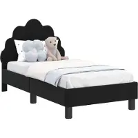 Syfax Kinderbettgestell mit Kopfteil Schwarz 70 x 140 cm Samt