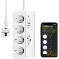 Offgridtec Smarte 4-fach Steckdosenleiste + 2x USB-A und 2x USB-C Anschluss mit Smart Life- oder Tuya-App - 1,5m Kabel