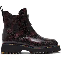 Artiker Stiefeletten Burgunderrot mit 4,5 cm Absatz, Fleece-Futter und Reißverschluss