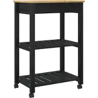 Syfax Küchentrolley MONZA Schwarz 60 x 40 x 88,5 cm Massivholz Kiefer