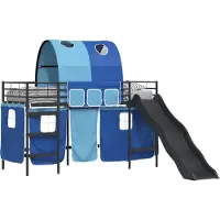 Syfax Kinder-Etagenbett Schwarz und Blau 90 x 190 cm Metall