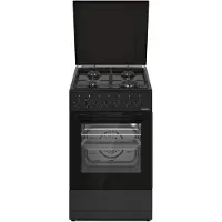 Heinner HFSC-S60LITGC-BK, Freistehender Herd, Schwarz, Drehregler, Vorderseite, Gaskochfeld, 4 Zone(n)