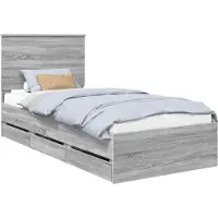 Syfax Bettrahmen Graues Sonoma 90 x 190 cm Ingenieurs Holz