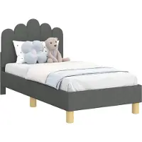 Syfax Kinderbettgestell mit Kopfteil Dunkelgrau 70 x 140 cm Stoff