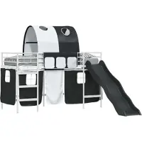 Syfax Kinder-Etagenbett Weiß und Schwarz 90 x 190 cm Metall