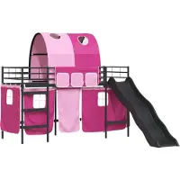 Syfax Kinder-Etagenbett Schwarz und Pink 75 x 190 cm Metall