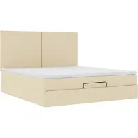 Syfax Ottoman-Bett mit Matratze Creme 180x200 cm Stoff