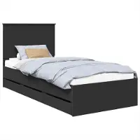 Syfax Bettrahmen mit Schubladen Schwarz 90 x 190 cm Ingenieurs Holz