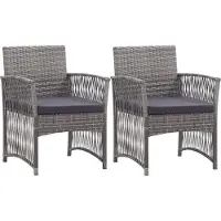 vidaXL "im Angebot" Gartensessel mit Sitzkissen 2 Stk. - bis 150 kg - Anthrazit Poly Rattan - Stapelsessel CC20058