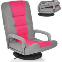 Costway Bodenstuhl 360° drehbar, Bodensessel mit 6-Fach verstellbarer Rückenlehne & Armlehnen, Lazy Sofa gepolstert Bodensofa bis 150kg Rosa