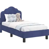 Syfax Kinderbettgestell mit Kopfteil Polizeiblau 70 x 140 cm Samt