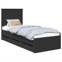 Syfax Bettrahmen mit Schubladen Schwarz 75 x 190 cm Ingenieurs Holz
