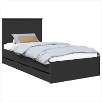 Syfax Bettrahmen mit Schubladen Schwarz 100 x 200 cm Ingenieurs Holz