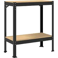 Syfax Werkbank mit Regal Schwarz 81 x 41 x 91 cm Sperrholz und Metall