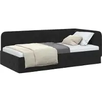 Syfax Eckbettgestell Schwarz 90 x 190 cm Samt
