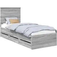 Syfax Bettrahmen Graues Sonoma 75 x 190 cm Ingenieurs Holz