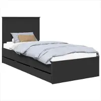 Syfax Bettrahmen mit Schubladen Schwarz 90 x 200 cm Ingenieurs Holz