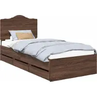 Syfax Bettrahmen Braun Eichen-Optik 75 x 190 cm Ingenieurs Holz