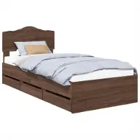 Syfax Bettrahmen Braun Eichen-Optik 90 x 190 cm Ingenieurs Holz