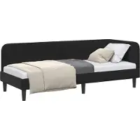 Syfax Eckbettgestell Schwarz 80 x 200 cm Samt