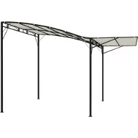 Outsunny Pergola Pavillon 3x2,5m Stahl Wasserabweisend Sonnenschutz Wandmontage