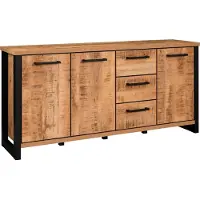 Trendteam Wohnen Enna Sideboard, Mango Nachbildung/Schwarz, B/H/T ca. 180/86/45 cm