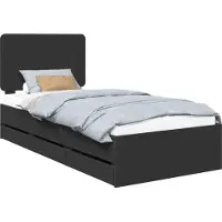Syfax Bettrahmen mit Schubladen Schwarz 90 x 190 cm Ingenieurs Holz