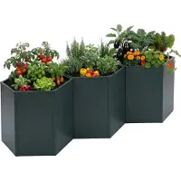 Mendler 3er-Set Hochbeet MCW-P64, Metallhochbeet Gemüse-/Pflanzbeet Blumenkasten Pflanzkübel Stahl 77x264x100cm grün